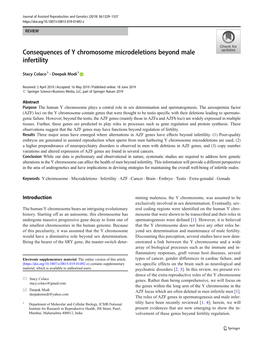 Consequences of Y Chromosome Microdeletions Beyond Male Infertility