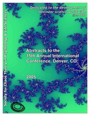 Abstracts to the 15Th Annual International Conference, Denver, CO