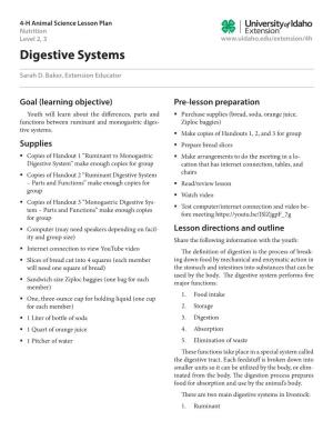 Nutrition Digestive Systems