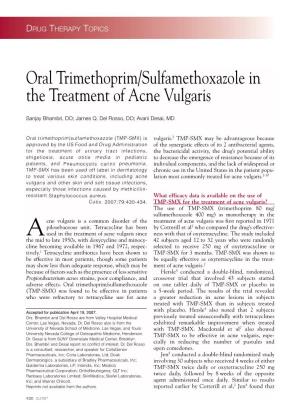 Oral Trimethoprim/Sulfamethoxazole in the Treatment of Acne Vulgaris