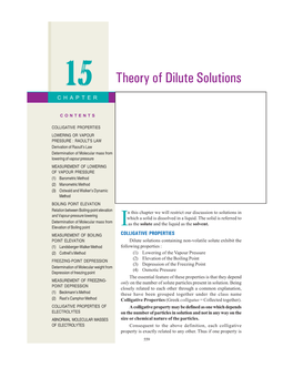 15 Theory of Dilute Solutions CHAPTER