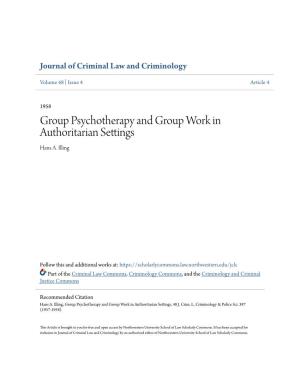Group Psychotherapy and Group Work in Authoritarian Settings Hans A