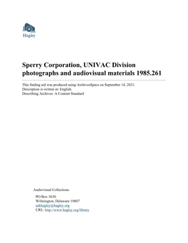 Sperry Corporation, UNIVAC Division Photographs and Audiovisual Materials 1985.261