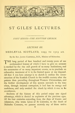 The Scottish Church from the Earliest Times To