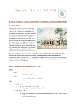 Diplomatic Letters 1683-1744