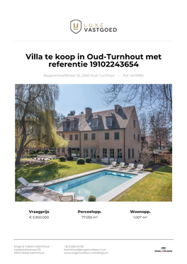 Villa Te Koop in Oud-Turnhout Met Referentie 19102243654