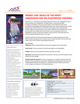 Prinny Press Release (PDF)