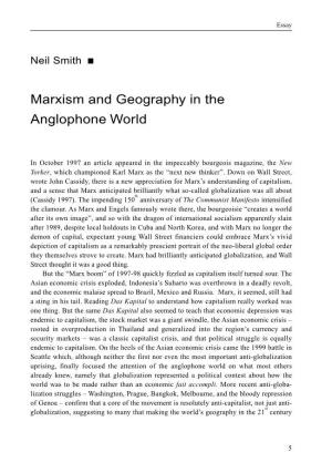 Marxism and Geography in the Anglophone World