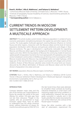 Current Trends in Moscow Settlement Pattern Development: a Multiscale Approach