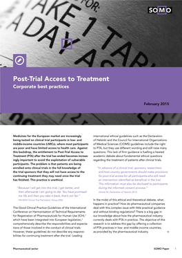 Post-Trial Access to Treatment Corporate Best Practices