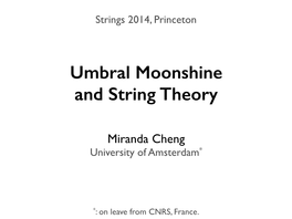 String Theory Moonshine