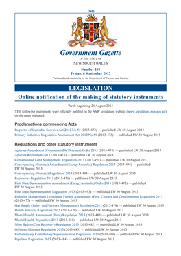 New South Wales Government Gazette No. 36 of 6 September 2013