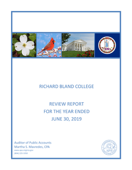 Richard Bland College Review for the Year Ended June 30, 2019