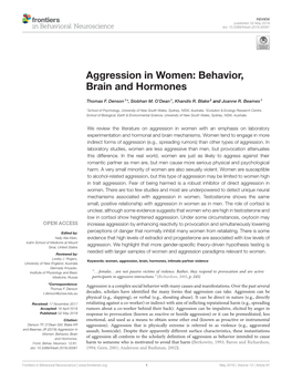 Aggression in Women: Behavior, Brain and Hormones