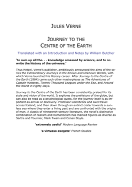 Jules Verne JOURNEY to the CENTRE of the EARTH 1 Explanatory Notes Appendix: Verne As Seen by the Critics