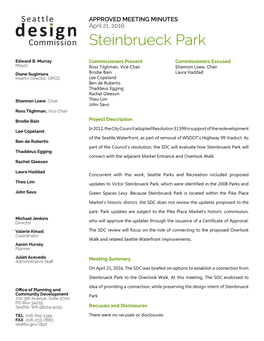 Seattle Design Commission Steinbrueck Park