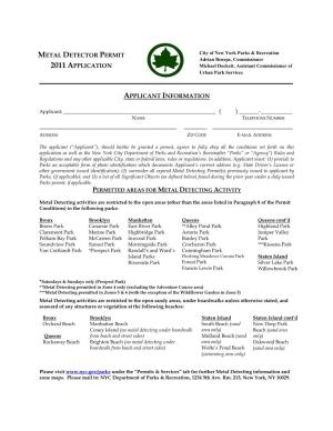 Applicant Information Metal Detector Permit
