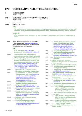 Cpc Cooperative Patent Classification