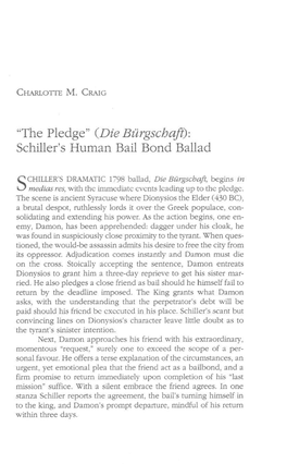 "The Pledge" (Die Burgschajt): Schiller's Human Bail Bond Ballad