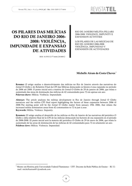 Os Pilares Das Milícias Do Rio De Janeiro 2006- 2008