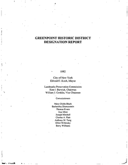 Greenpoint Historic District Designation Report