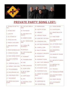 Private Party Song List