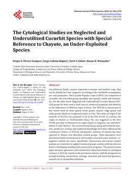 The Cytological Studies on Neglected and Underutilized Cucurbit Species with Special Reference to Chayote, an Under-Exploited Species