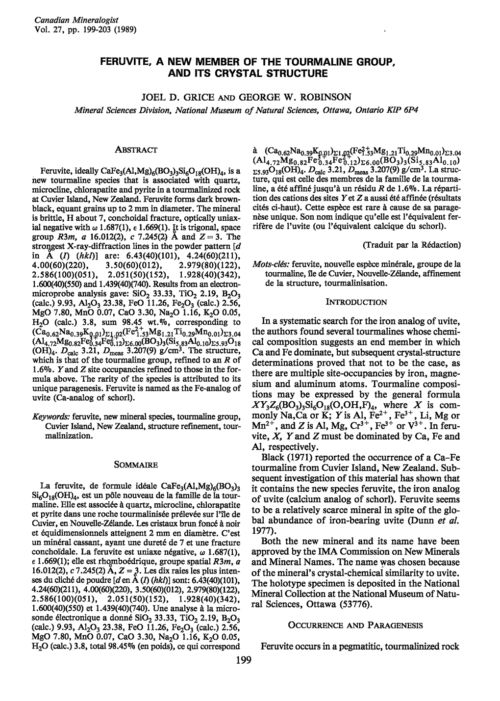 Feruvite, a New Member of the Tourmaline Group, and Its