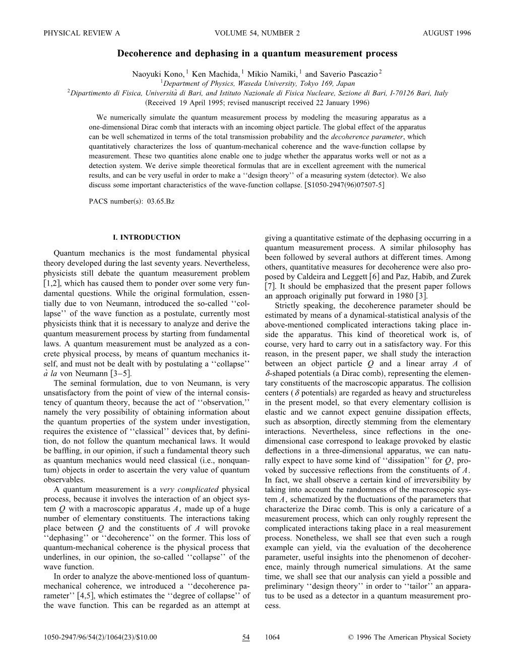 Decoherence and Dephasing in a Quantum Measurement Process