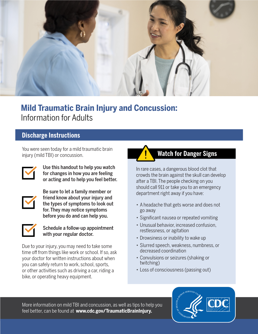 Mild Traumatic Brain Injury and Concussion: Information for Adults