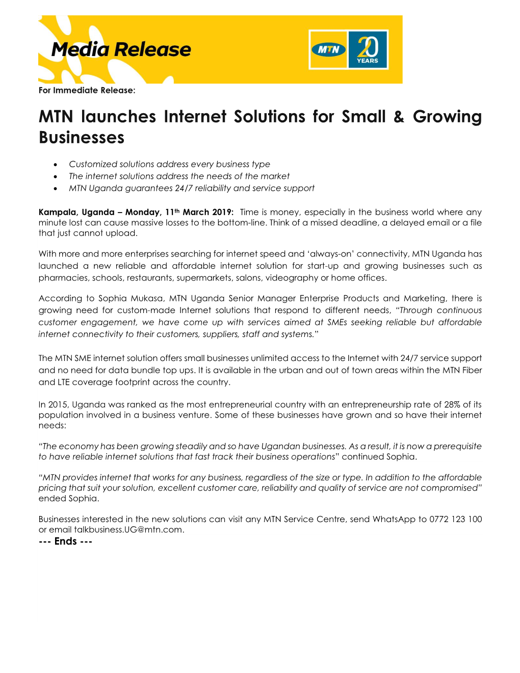 MTN Launches Internet Solutions for Small & Growing