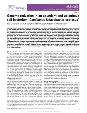 Genome Reduction in an Abundant and Ubiquitous Soil Bacterium Â