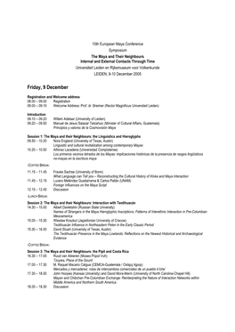 Programme for the Symposium