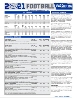 Acc Football Quick Hits 2021 Schedule