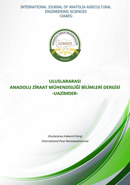 Anadolu Ziraat Mühendisliği Bilimleri Dergisi -Uazimder