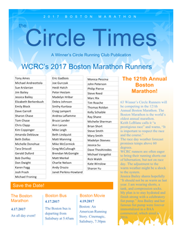 WCRC's 2017 Boston Marathon Runners