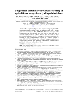 Suppression of Stimulated Brillouin Scattering in Optical Fibers Using a Linearly Chirped Diode Laser