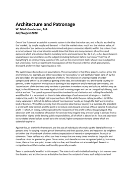 Architecture and Patronage W