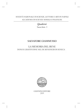 SALVATORE GIAMMUSSO LA MEMORIA DEL BENE Quaderni