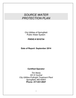 Source Water Protection Plan