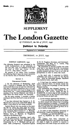 The London Gazette of TUESDAY, the 8Th of JULY, 1947 Published By