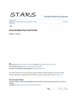 Henry Bradley Plant and Florida