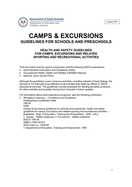 Camps and Excursions Guidelines for Schools