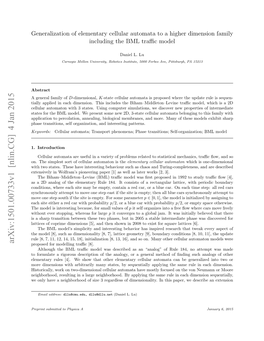 Arxiv:1501.00733V1 [Nlin.CG] 4 Jan 2015 Proposed for Modelling Traﬃc [8]