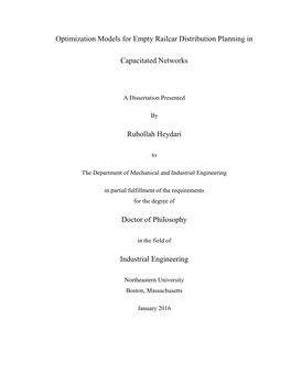 Optimization Models for Empty Railcar Distribution Planning in Capacitated