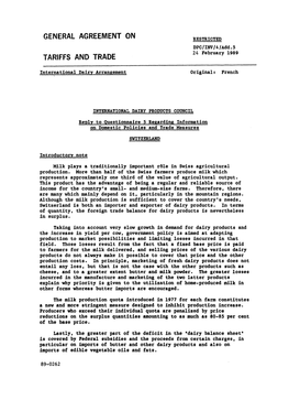 GENERAL AGREEMENT on RESTRICTED TARIFFS and TRADE 24 February 1989