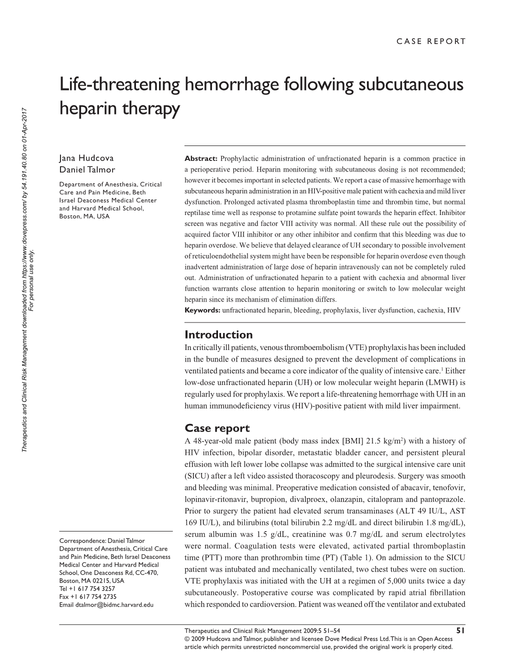 Life-Threatening Hemorrhage Following Subcutaneous Heparin Therapy ...