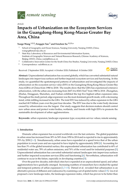 Impacts of Urbanization on the Ecosystem Services in the Guangdong-Hong Kong-Macao Greater Bay Area, China