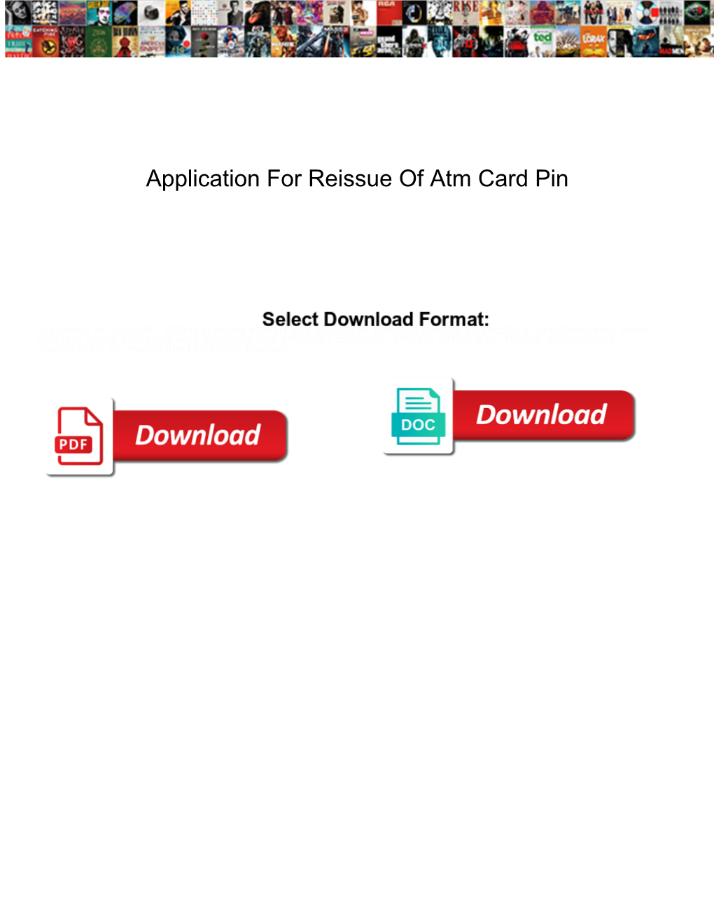 Application for Reissue of Atm Card Pin