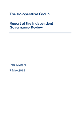 The Co-Operative Group Report of the Independent Governance Review